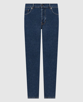 Pini Parma Blue jeans with logo patch JEAMBLCOMF