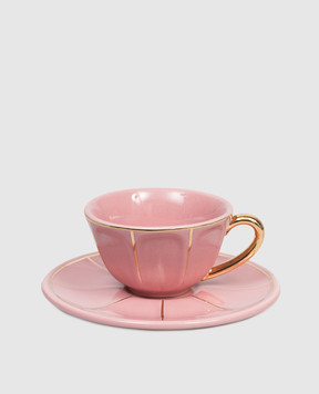Bitossi Home Pink porcelain coffee cup with saucer FTB00511
