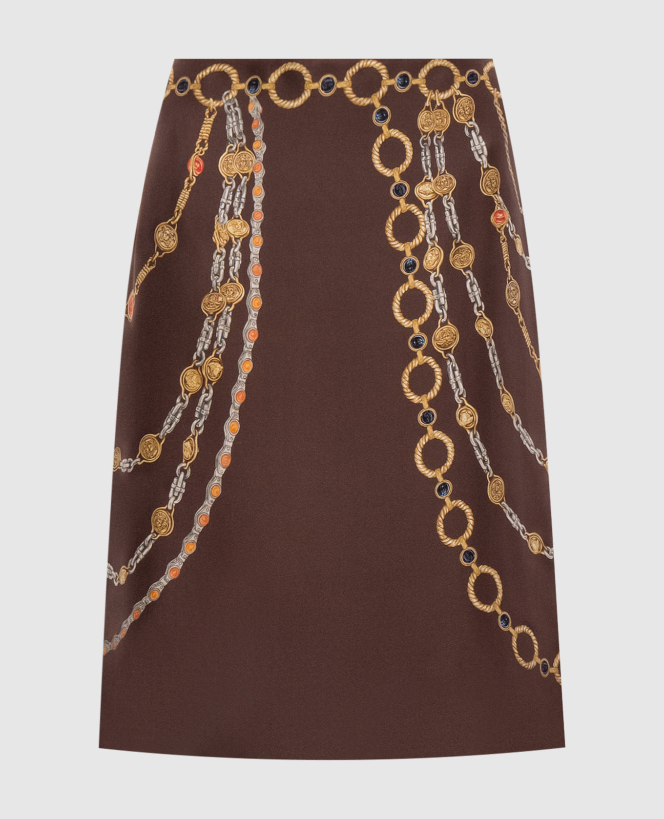 Brown printed silk skirt