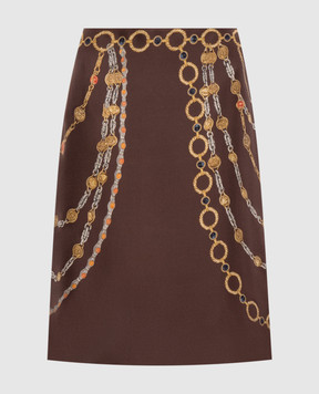 Versace Brown printed silk skirt 10246901A17952