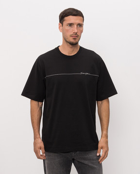 Dolce&Gabbana Black T-shirt with contrast logo embroidery G8PN9ZG7P9N