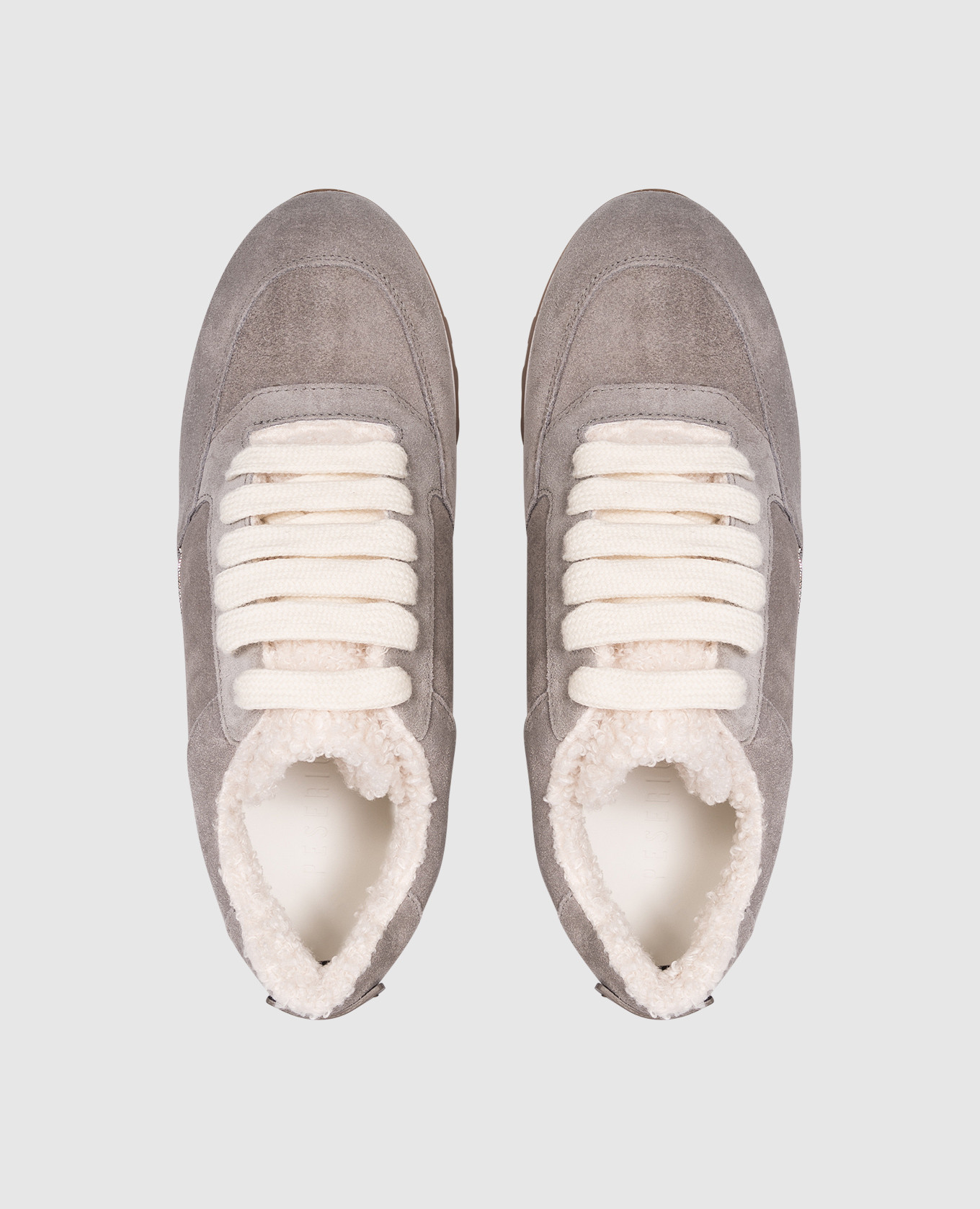

Gray suede sneakers with fur Peserico, Grey