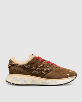 Premiata Lauryn brown suede sneakers with animal print fur LAURYN8532M