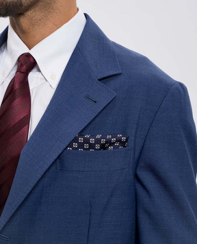 Brunello Cucinelli Blue silk scarf with contrasting pattern MX8710091