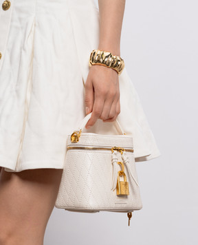 Balmain Pulse Vanity leather bag in ivory color HN1BH004LSW4