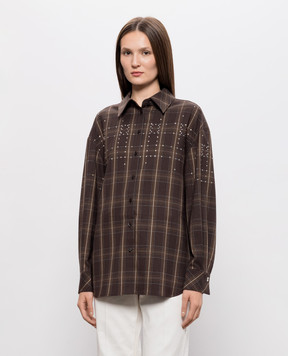 Twinset Brown checkered shirt 262AQ2050