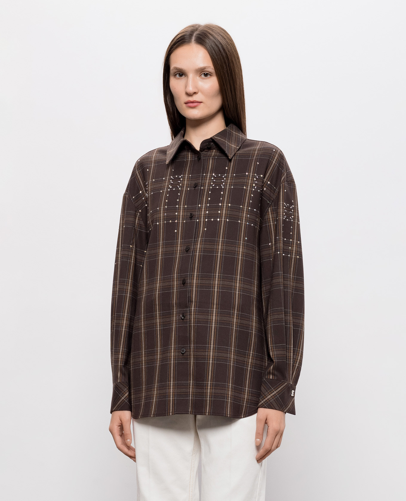 Brown checkered shirt Twinset 3