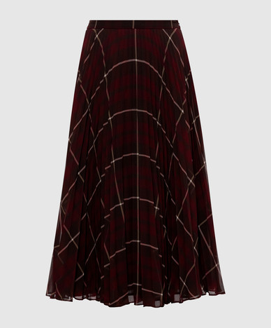 STPAGANO burgundy checkered skirt