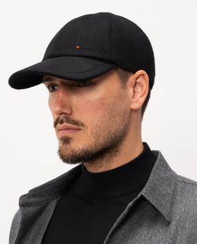 Kiton Black cashmere cap with logo embroidery UCPL022K0216L