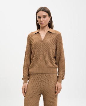 Twinset Brown openwork pullover 261LL3AAA