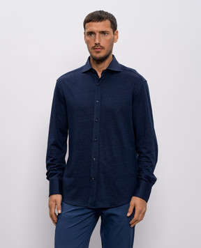 Brunello Cucinelli Blue shirt with linen MR8276686