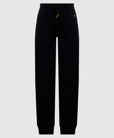 Black cashmere and merino wool joggers