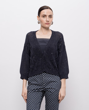 Peserico Navy blue cardigan with sequin pattern S99154F0309110