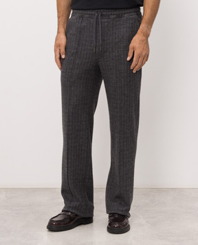 Tom Ford Gray wool patterned pants JAL039JMC114