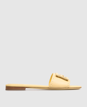 Fendi Yellow Baguette leather flip-flops 8R8136AQY2