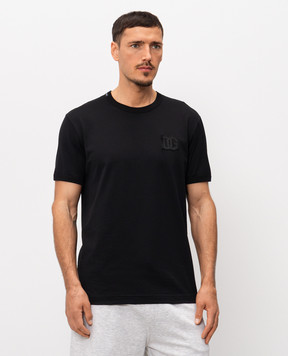 Dolce&Gabbana Black T-shirt with monogram patch G8PV1ZG7P3N