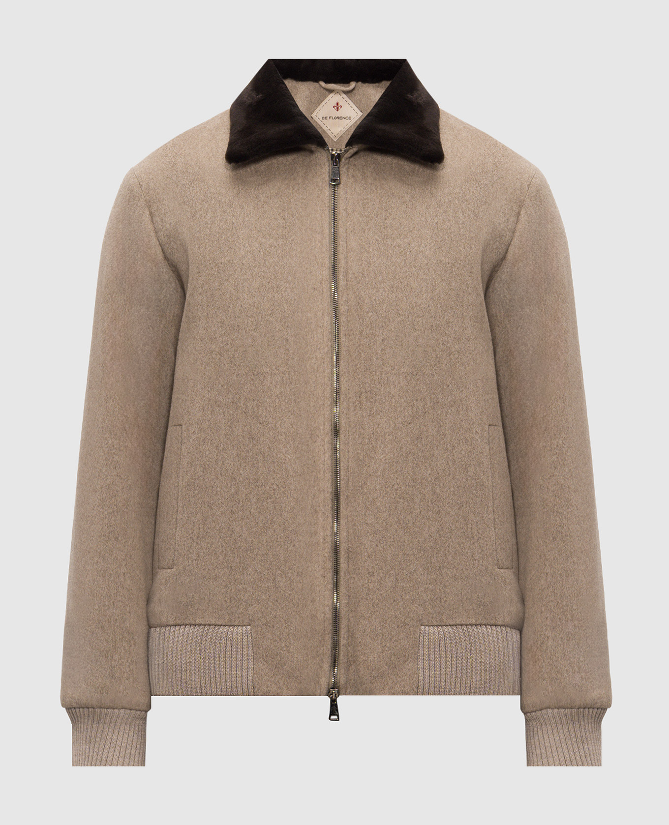Beige wool jacket with mink fur