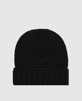 Moncler ENFANT Children's black hat with logo patch L29543B00017M1172