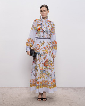 Etro Blue floral silk maxi skirt WRFA0037AKG69