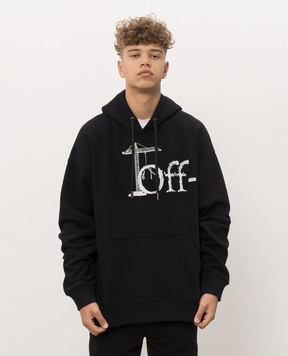 Off-White Black hoodie with contrast logo print 44MBB085F26F00F