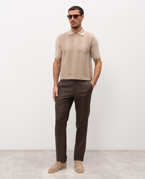 Stefano Ricci Brown linen, wool and silk trousers M1T6100018B127HA