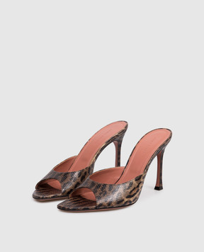 Amina Muaddi Alexa Brown Leather Mules 16S365859ALE