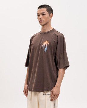Palm Angels Brown T-shirt I Love PA PMAA10BS26JER003