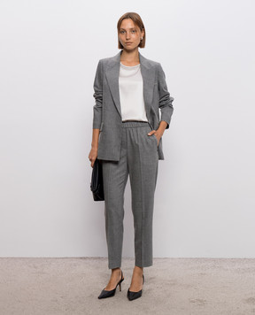 Peserico Gray wool pants with monil chain A0457203358