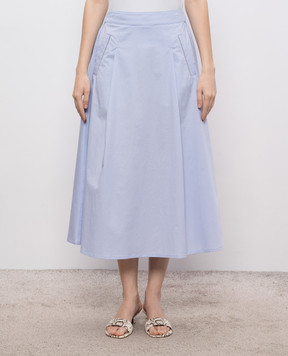 Peserico Blue midi skirt with monil chain P0553801979