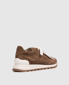 Brunello Cucinelli Brown suede sneakers with monil chain MZSFG3318P