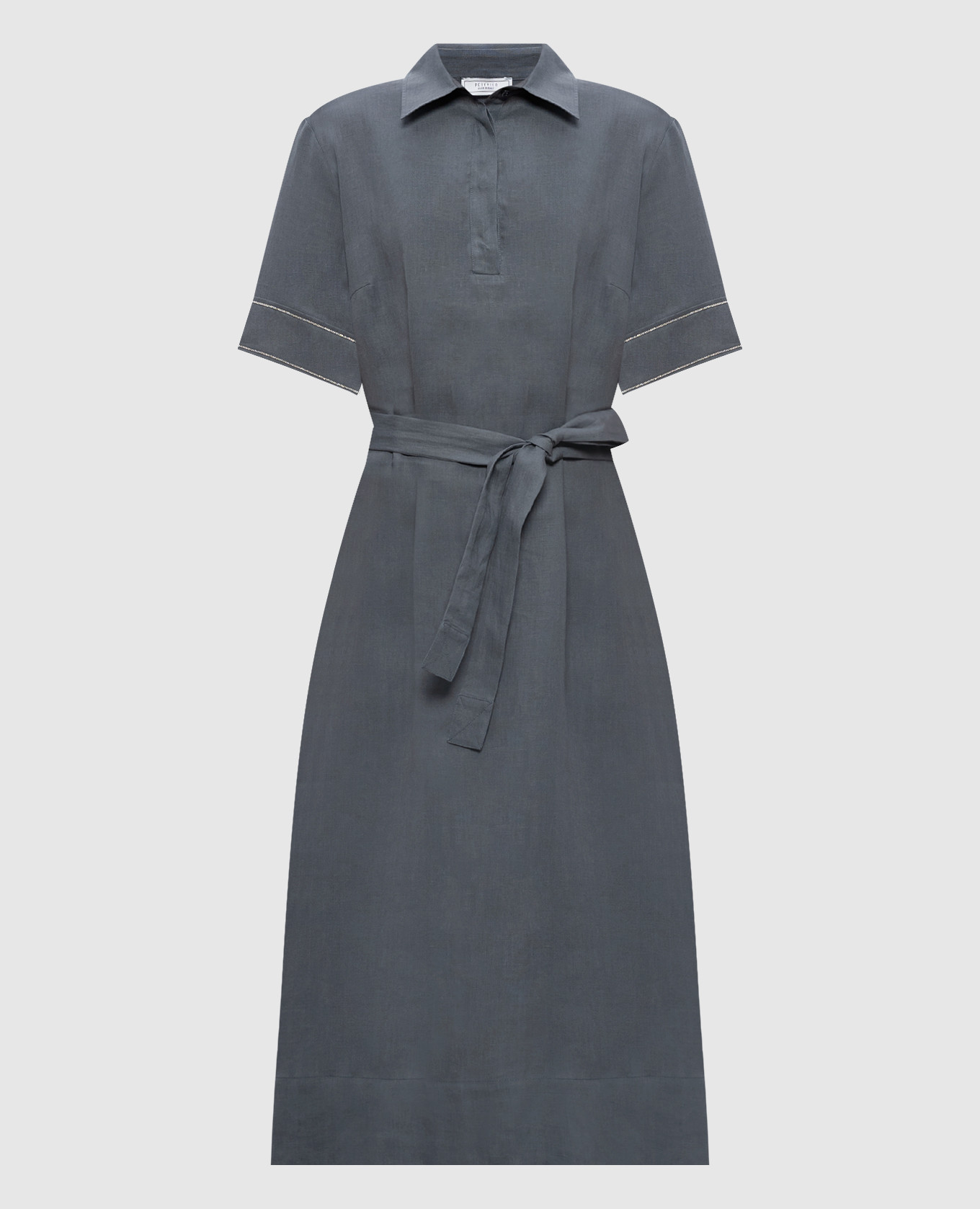 

Gray linen dress with monil chain Peserico, Grey