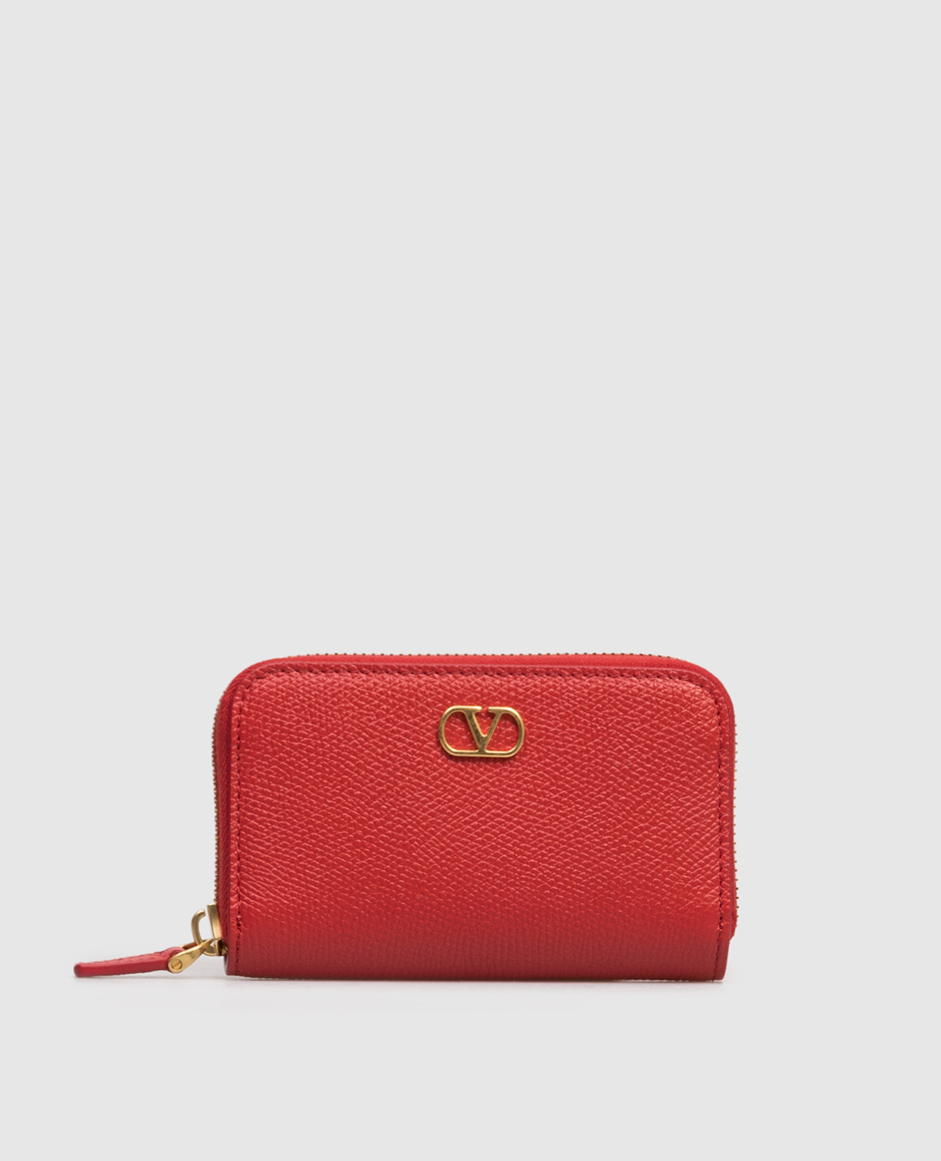 

Red leather wallet with logo Valentino