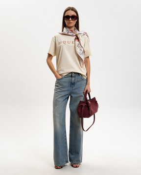 Alexander McQueen Beige T-shirt with textured logo 858325QLAE6