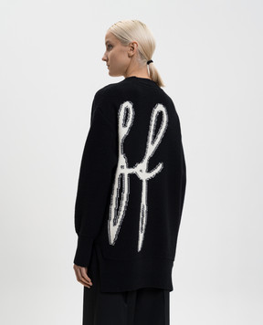 Off-White Black wool cardigan with logo OWHB04LF25KNI001