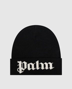 Palm Angels Black hat with logo pattern PAMLC003KN003w