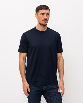 CAPOBIANCO Blue t-shirt with logo patch 20M660MK00