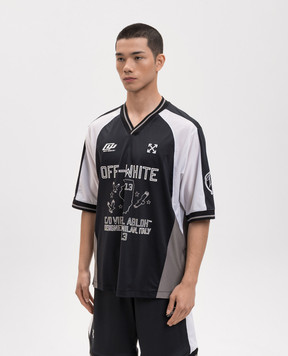 Off-White Blue T-shirt with perforations 44MAD013S26J001