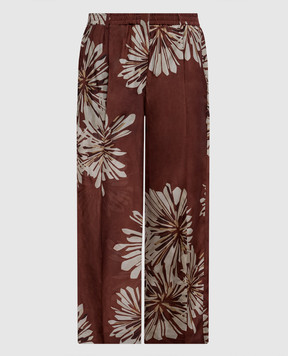 Brunello Cucinelli Brown printed silk pants MQ967P9229