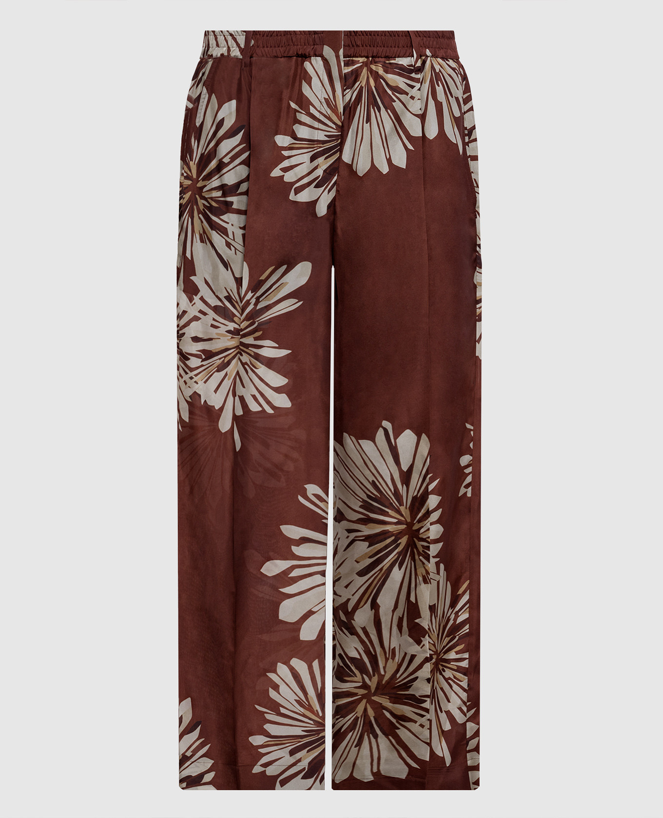 Brown printed silk pants