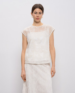 Peserico White top with embroidery A0637503701