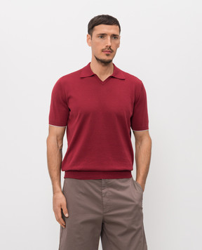 Brunello Cucinelli Burgundy polo collar t-shirt M29800145
