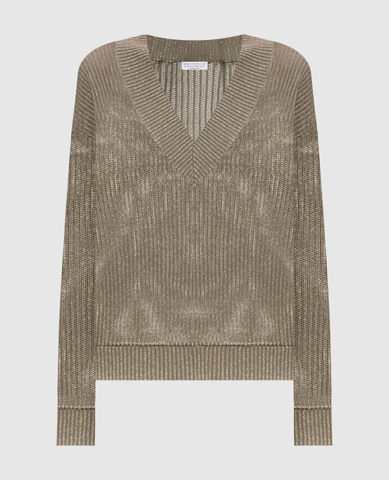Khaki pullover with lurex