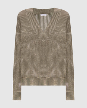 Brunello Cucinelli Khaki pullover with lurex MST258302