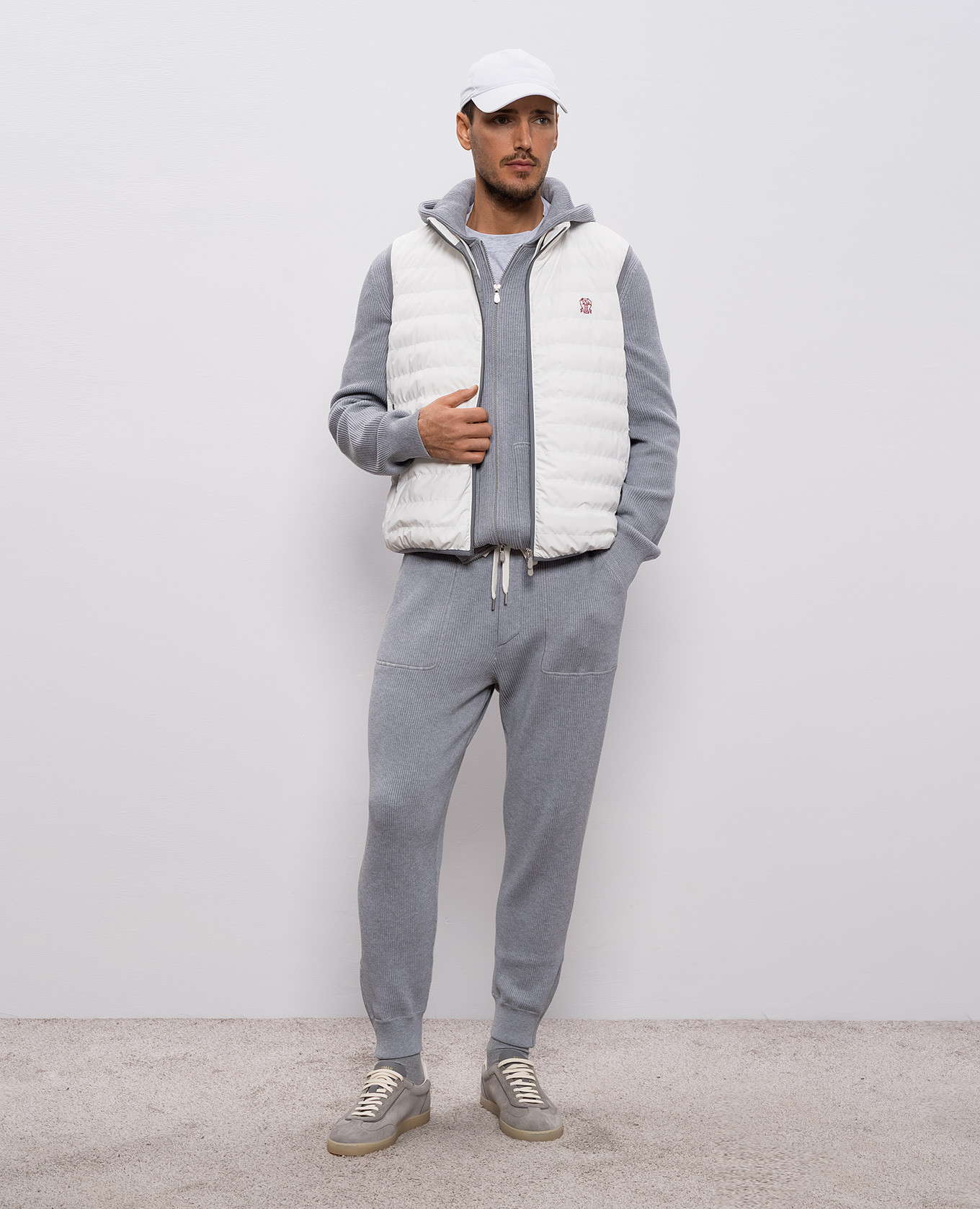 Grey melange printed T-shirt Brunello Cucinelli 2