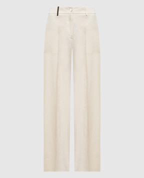 Peserico Ivory linen pants P0405602606