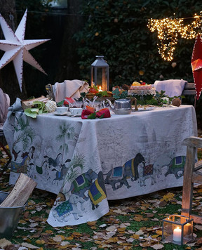 TESSITURA TOSCANA TELERIE Barnum Gray Linen Tablecloth NT170100080037