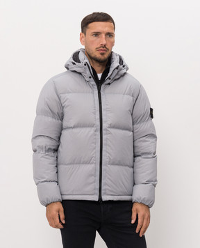 Stone Island Grey down jacket with logo patch L2S154100013S0483