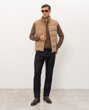 Enrico Mandelli Brown cashmere down vest 4T772A4816