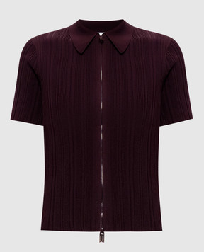 Victoria Beckham Burgundy ribbed top with zipper 1326KTP007305A