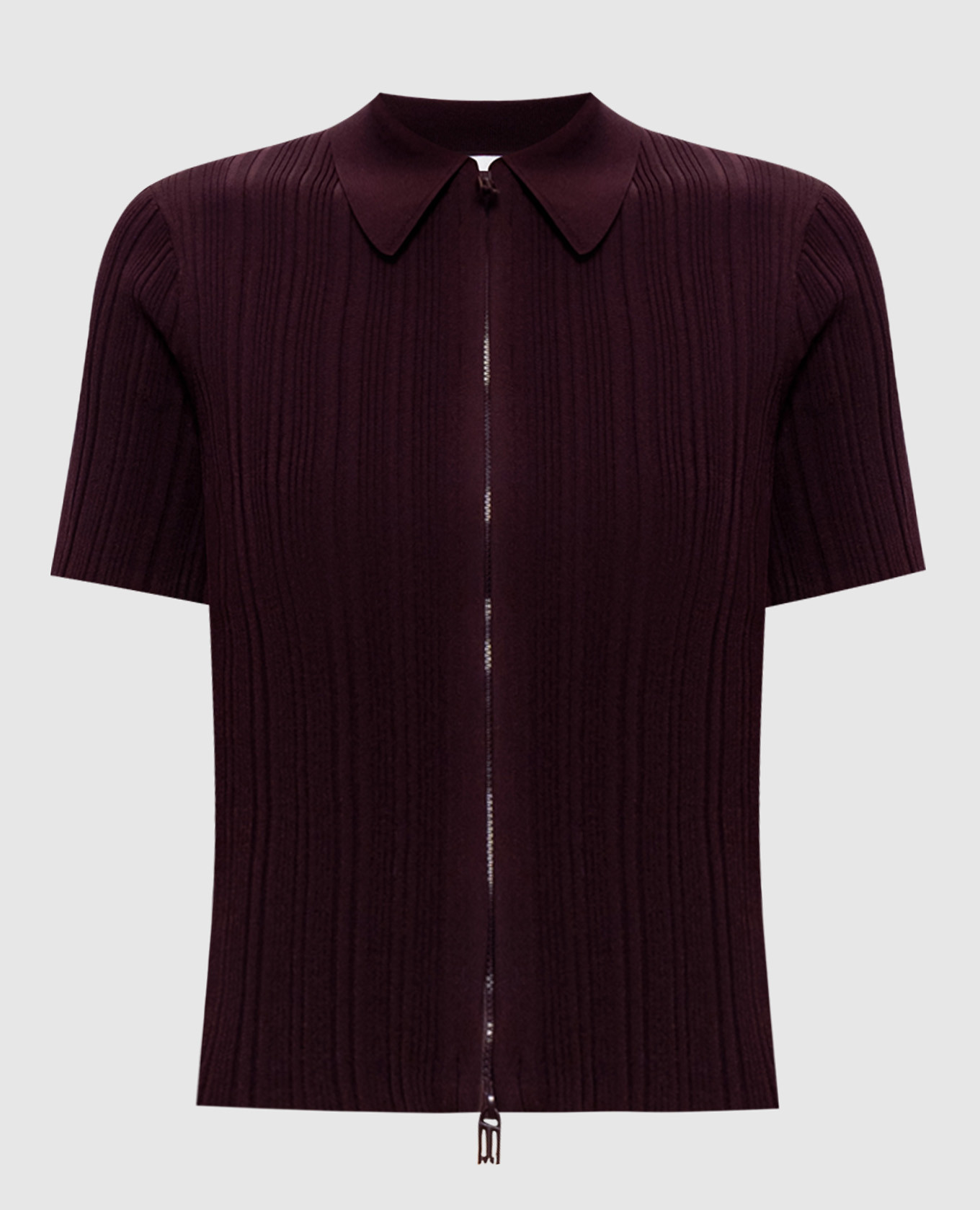 Burgundy ribbed top with zipper